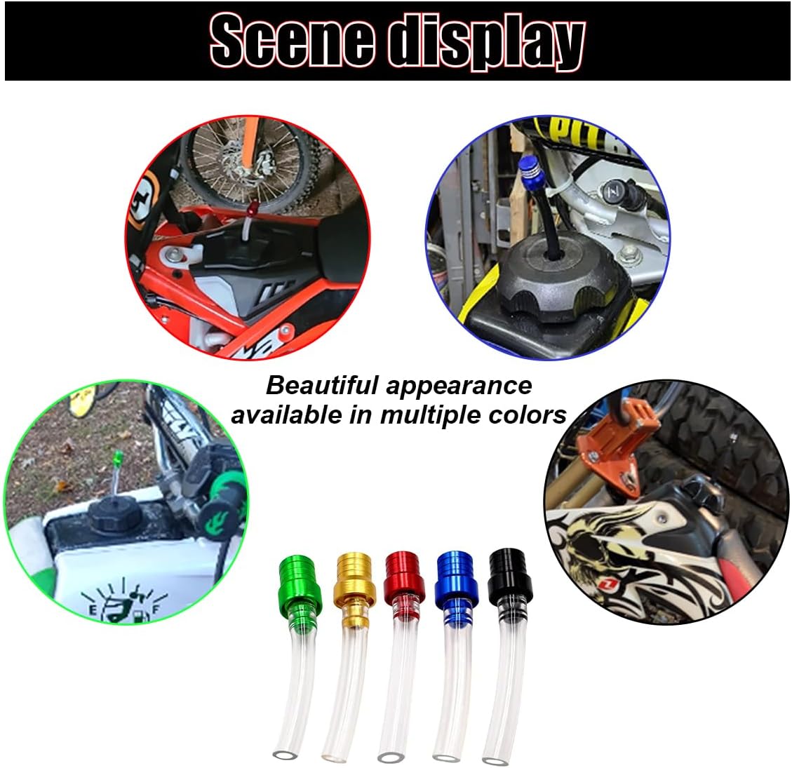 5PCS Motorcycle Gas Fuel Tank Cap Breather Hose, Universal CNC Gas Cap Valve Vent, Breathing Valve Tube Compatible with ATV Quad CRF YZF RMZ KLX DRZ Pit Dirt Bike Motorcycle