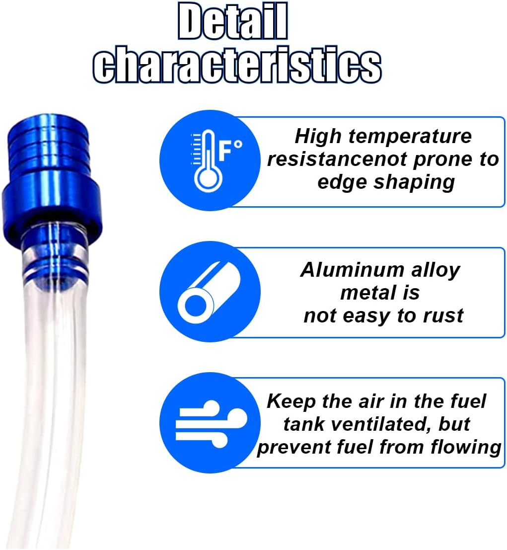 5PCS Motorcycle Gas Fuel Tank Cap Breather Hose, Universal CNC Gas Cap Valve Vent, Breathing Valve Tube Compatible with ATV Quad CRF YZF RMZ KLX DRZ Pit Dirt Bike Motorcycle