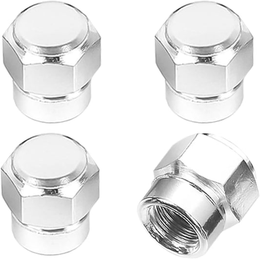 4PCS Car Tire Valve Stem Cap, Aluminum Car Hexagon Valve Cover, Leak-Proof Dustproof Car Tire Cap Cover, Automotive Accessories for Cars, Bicycles, SUVs, Motorcycles, Trucks (Silver)