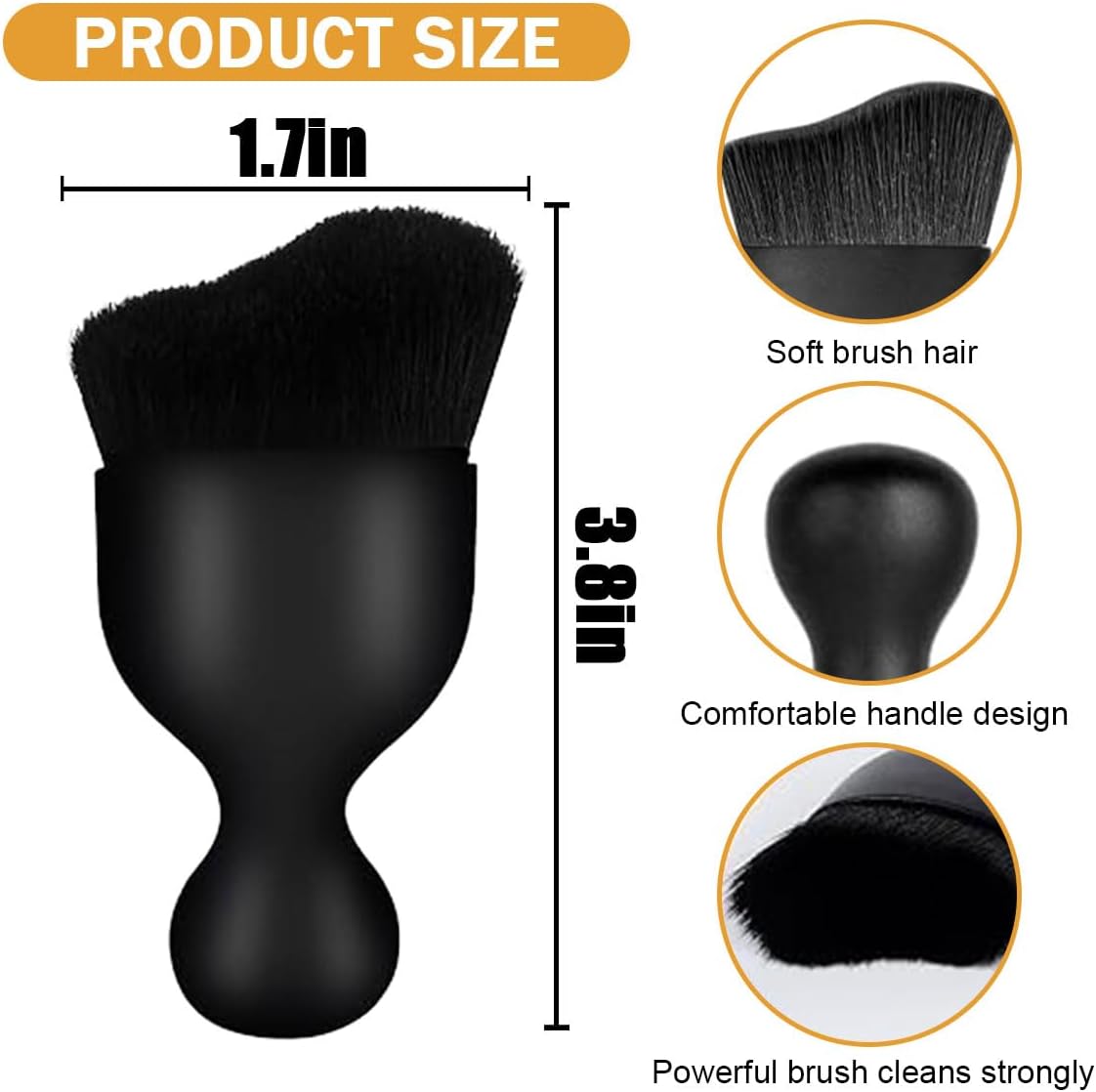 Car Interior Detailing Brush - Curved Soft Bristle Cleaning Brush, Dust Collectors Car Interior Cleaning Tool for Car Dashboard Air Conditioner Vents Leather, No Scratches (Black/2PCS)
