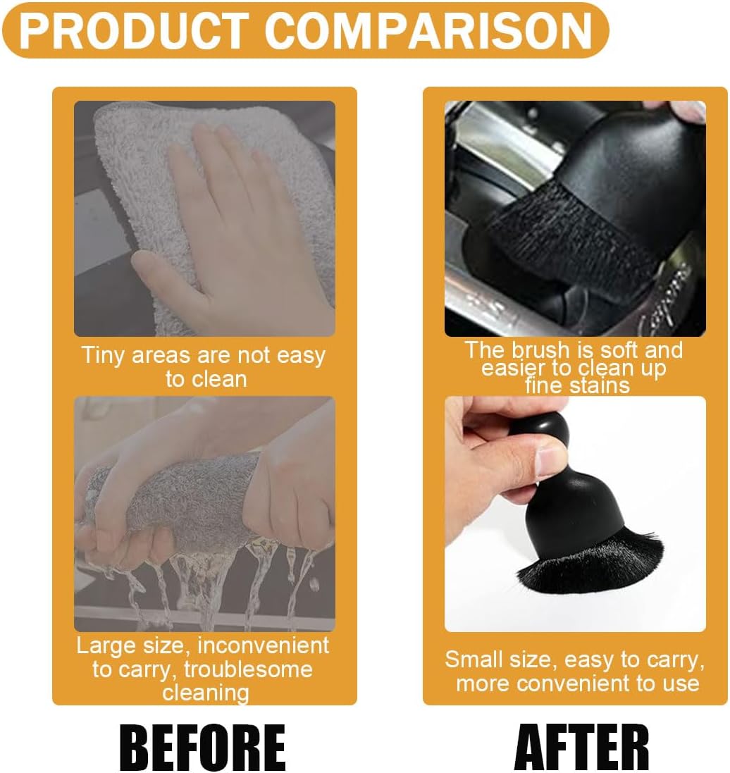 Car Interior Detailing Brush - Curved Soft Bristle Cleaning Brush, Dust Collectors Car Interior Cleaning Tool for Car Dashboard Air Conditioner Vents Leather, No Scratches (Black/2PCS)