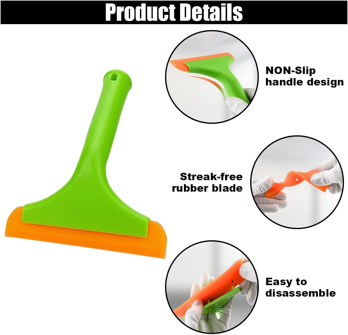 Small Silicone Window Squeegee, Car Windshield Water Blade Scraper, Multifunctional Squeegee with 5.9 Inch Blade and Non-Slip Handle, Auto Cleaning Accessory for Window, Mirror, Glass, Home (Green)