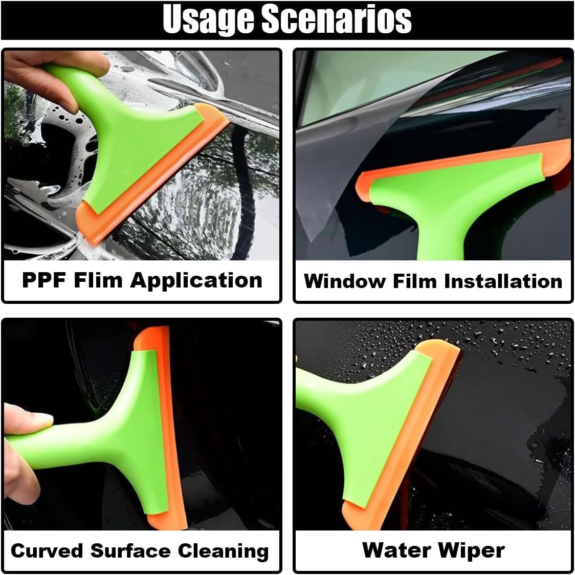 Small Silicone Window Squeegee, Car Windshield Water Blade Scraper, Multifunctional Squeegee with 5.9 Inch Blade and Non-Slip Handle, Auto Cleaning Accessory for Window, Mirror, Glass, Home (Green)