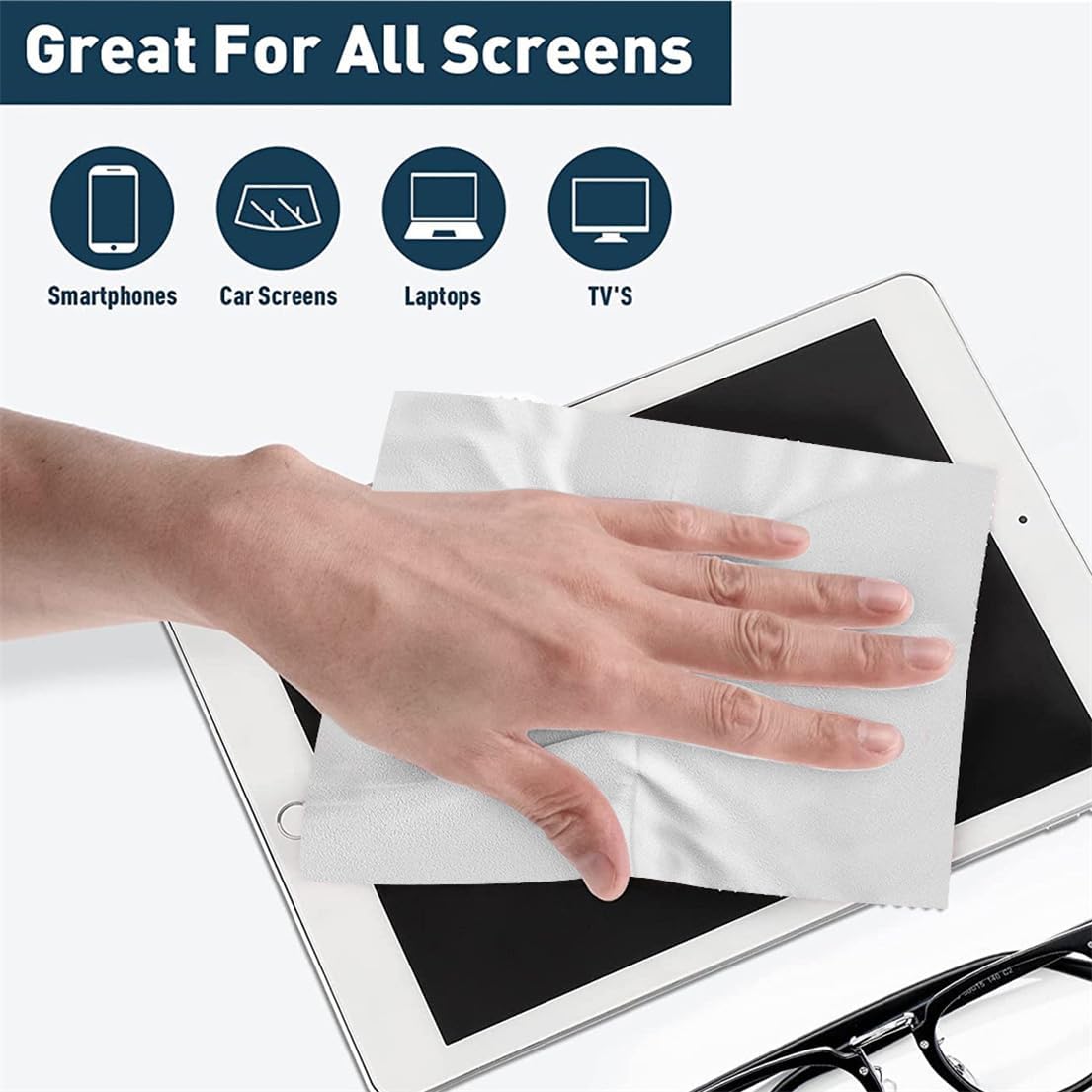 Microfiber Cleaning Cloth for Glasses, 30 Pack Ultra Fine Lens Cleaning Clothes for Screens Eyeglasses and Phones(6X7 INCH)