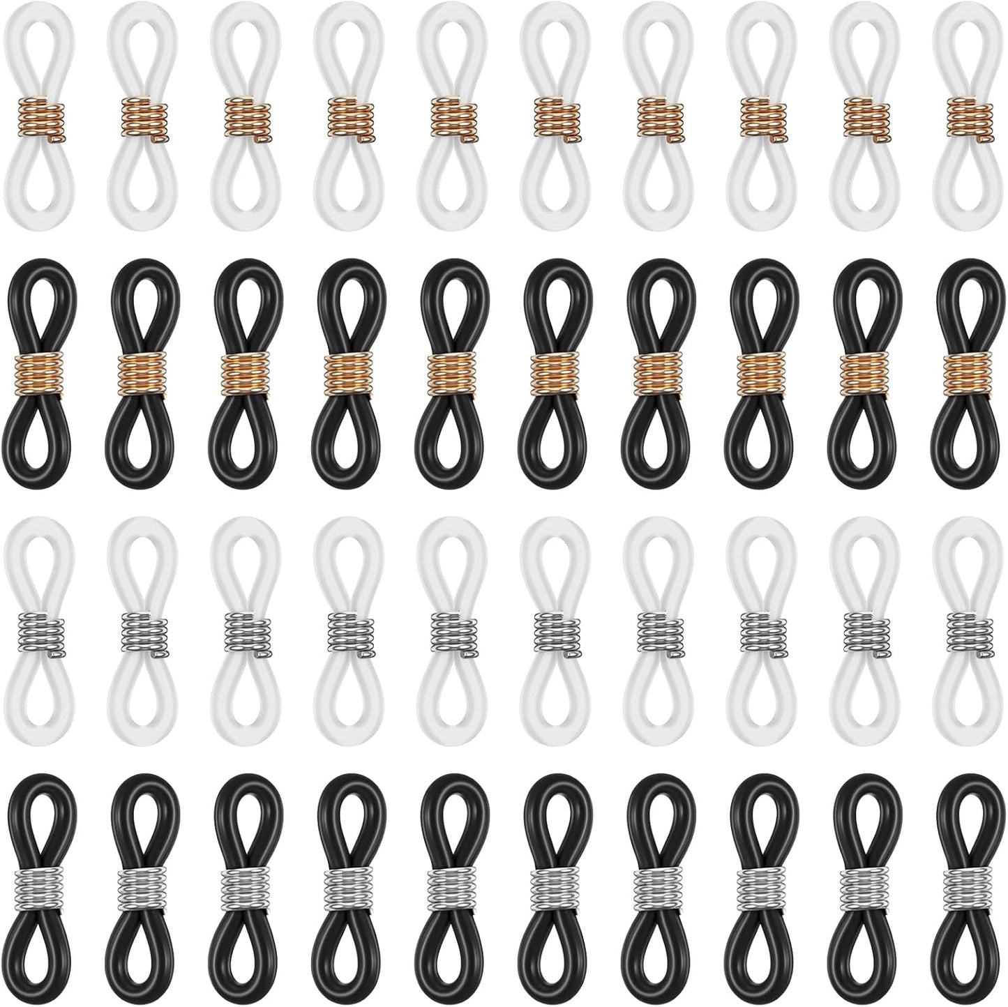 Eyeglass Chain Ends, 40 Pcs Adjustable Silicone Eyeglasses Chain Connector Anti Slip Glasses Chains Rubber Loops Eyeglass Strap Retainer for Eye Glasses Sunglasses Holder Necklace Chains