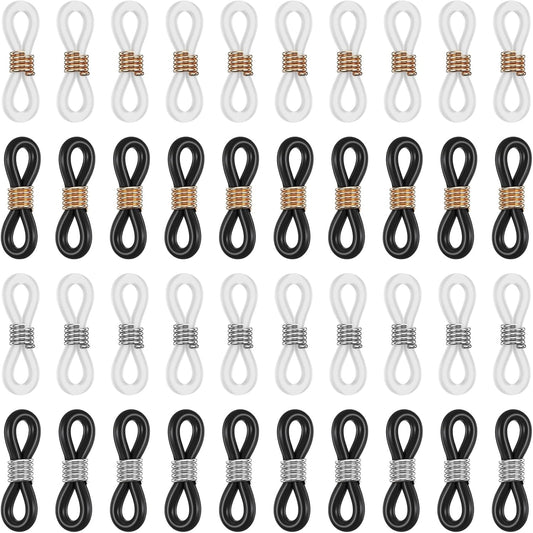 Eyeglass Chain Ends, 40 Pcs Adjustable Silicone Eyeglasses Chain Connector Anti Slip Glasses Chains Rubber Loops Eyeglass Strap Retainer for Eye Glasses Sunglasses Holder Necklace Chains
