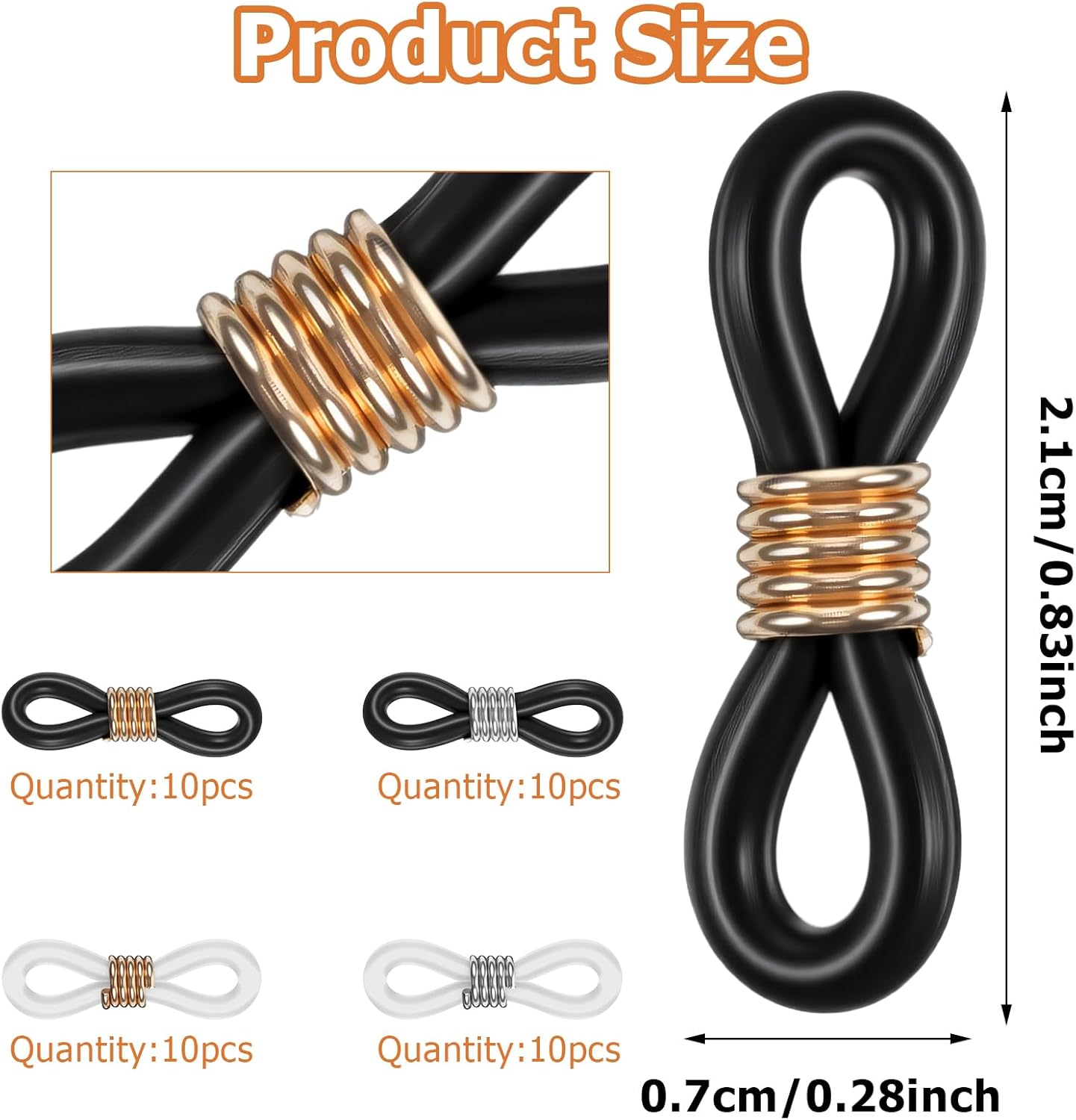 Eyeglass Chain Ends, 40 Pcs Adjustable Silicone Eyeglasses Chain Connector Anti Slip Glasses Chains Rubber Loops Eyeglass Strap Retainer for Eye Glasses Sunglasses Holder Necklace Chains