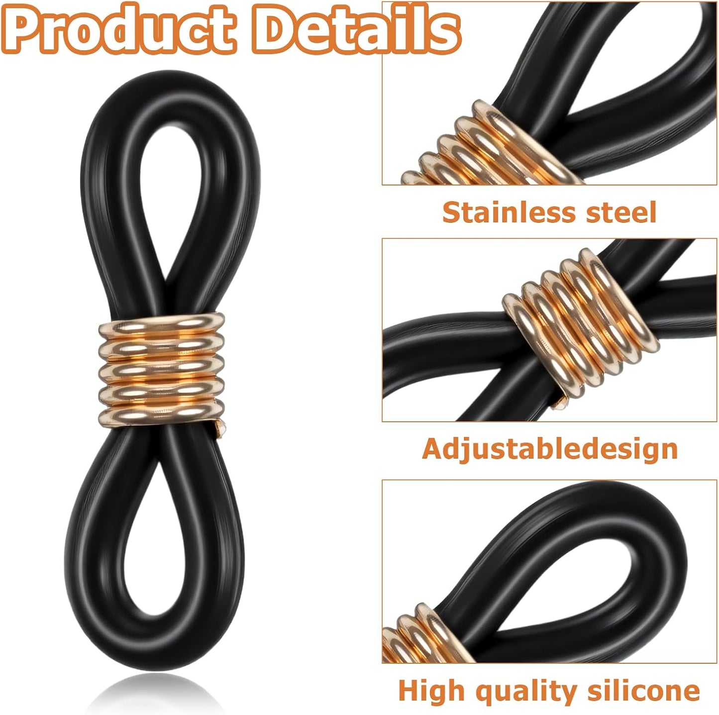 Eyeglass Chain Ends, 40 Pcs Adjustable Silicone Eyeglasses Chain Connector Anti Slip Glasses Chains Rubber Loops Eyeglass Strap Retainer for Eye Glasses Sunglasses Holder Necklace Chains