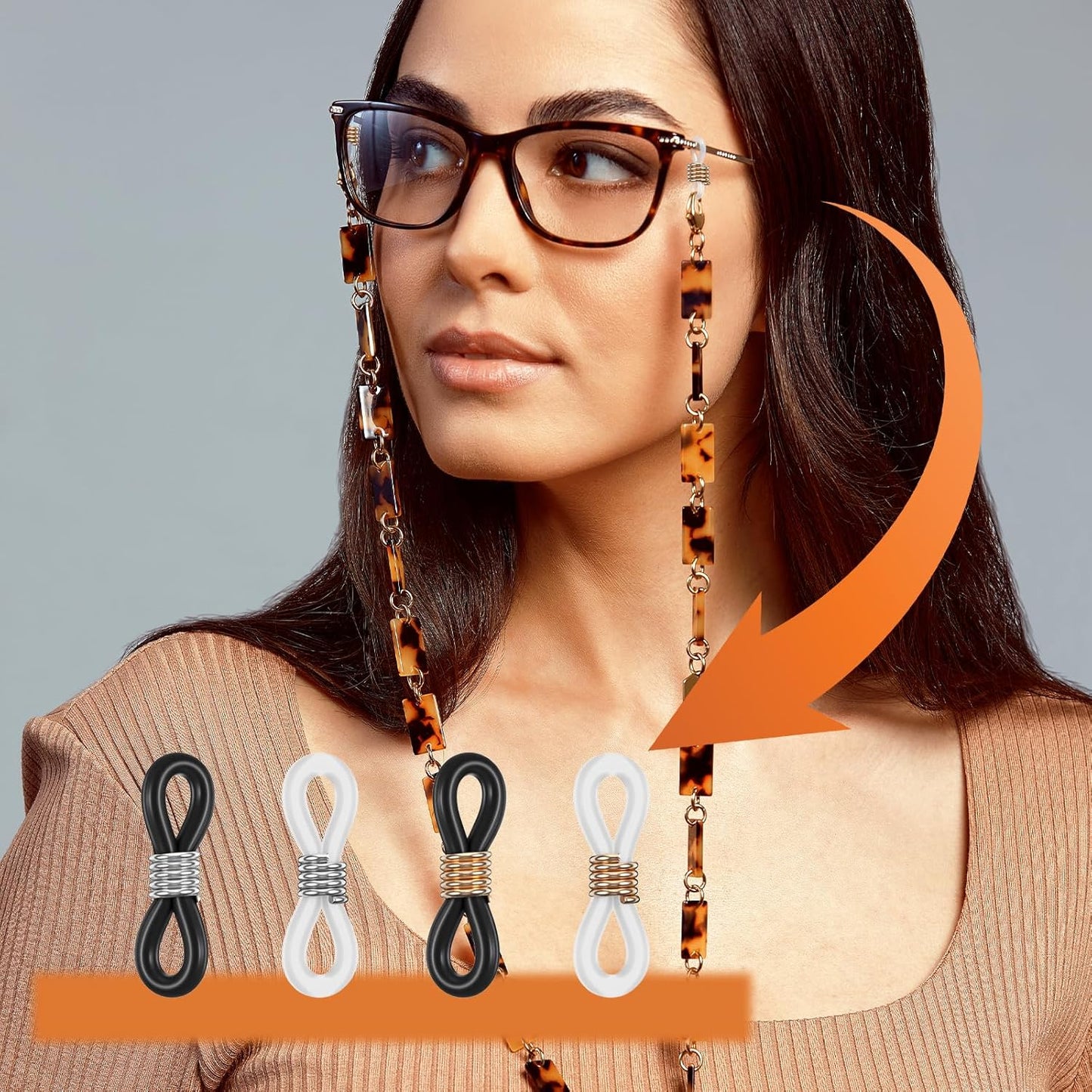 Eyeglass Chain Ends, 40 Pcs Adjustable Silicone Eyeglasses Chain Connector Anti Slip Glasses Chains Rubber Loops Eyeglass Strap Retainer for Eye Glasses Sunglasses Holder Necklace Chains