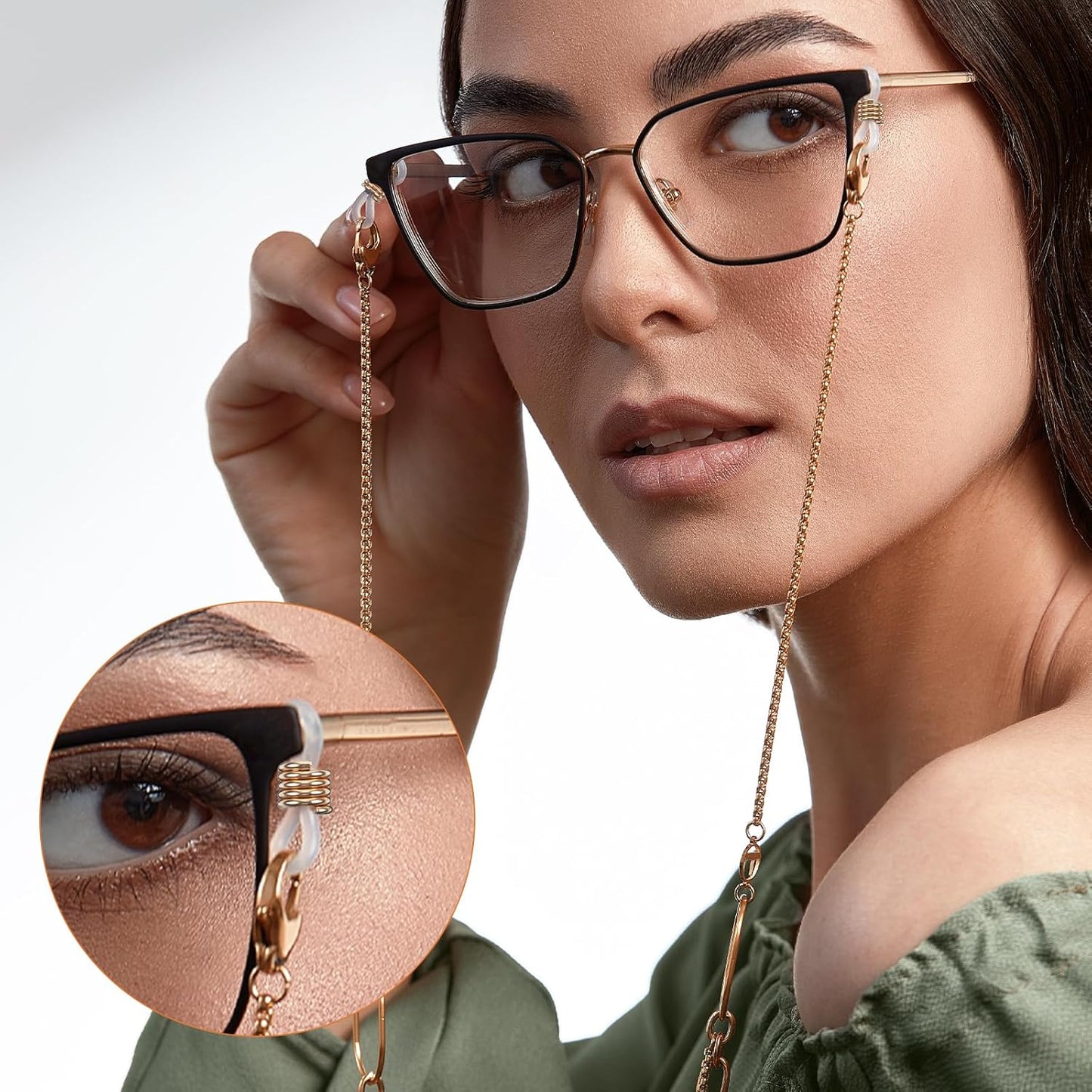 Eyeglass Chain Ends, 40 Pcs Adjustable Silicone Eyeglasses Chain Connector Anti Slip Glasses Chains Rubber Loops Eyeglass Strap Retainer for Eye Glasses Sunglasses Holder Necklace Chains