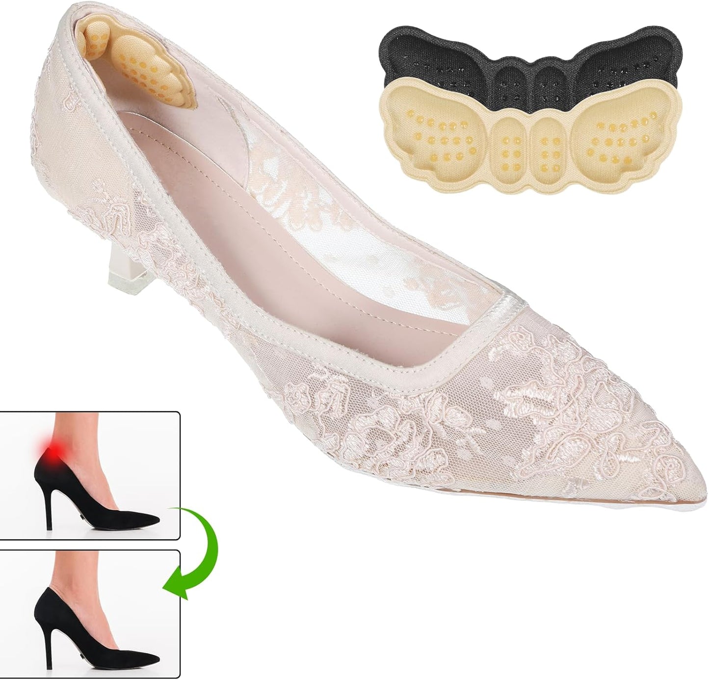 6 Pairs Heel Pads for Shoes, Soft Heel Grips Cushion Comfortable Heels Pads Cushion Protectors Inserts for Men Women Pain Relief, Improved Fit Loose Shoes, Comfort Protectors (Black, Beige)
