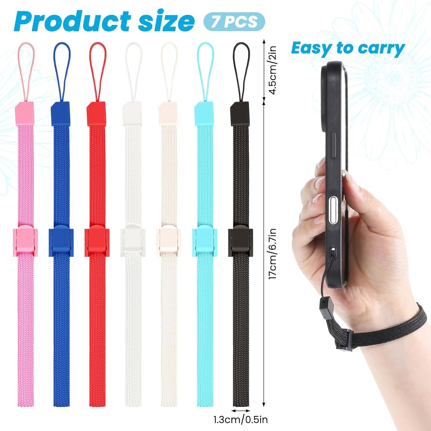 7 PCS Hand Wrist Strap, Adjustable Phone Lanyards for Wii Remote Multi Purpose Wristbands Phone Strap Wristlet Wristband with Lock for Wii Remote Controller, MobilePhone, Mp3, Digital Camera