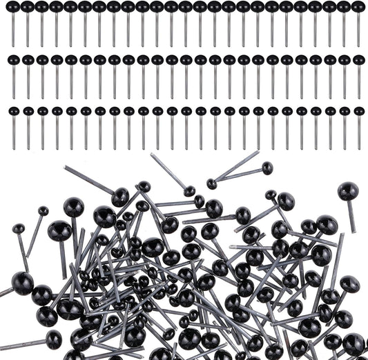 Small Safety Eyes for Crocheting,150PCS Glass Eyes for Crafts 2/3/4mm Black Beans Needle Type Glass Eye Doll Eyeballs Ball Craft Eye for DIY Bear Plush Animal Puppet Needle Felting Dolls Sewing Crafts