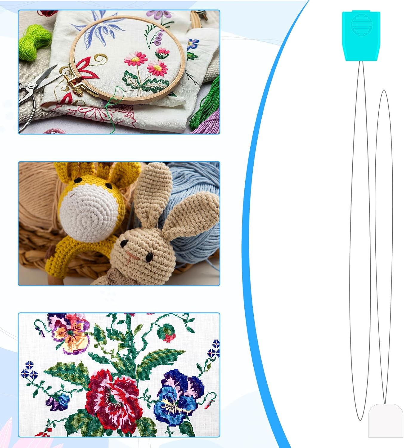 20 Pcs Punch Needle Threaders 7.87 Inch Long Threader for Embroidery Punch Needle Kit Stitching Sewing Accessories for Cross Stitch DIY Sewing Craft Work