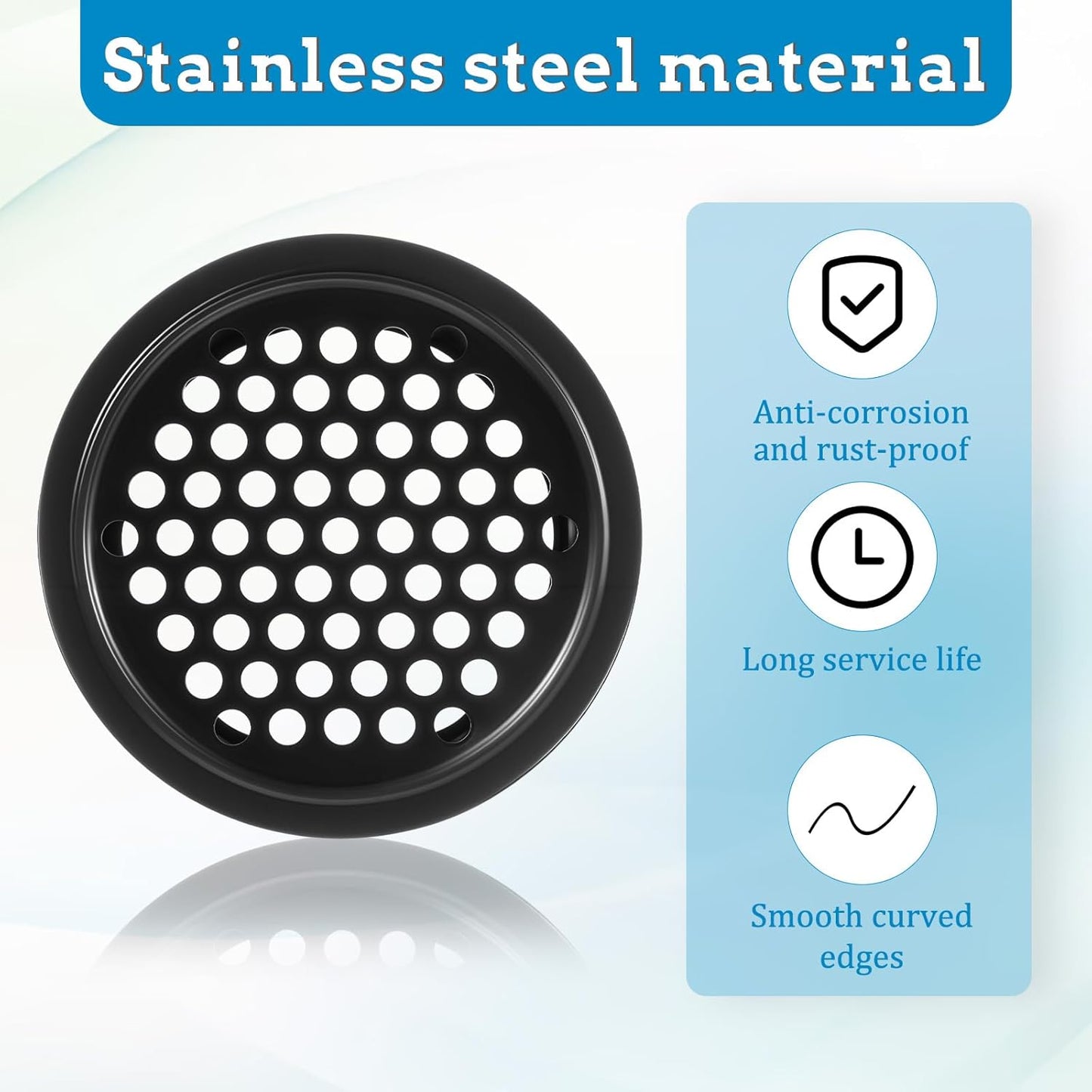 Soffit Vents Round Vent Cover, 6 Pcs 53mm/ 2inch Air Vents Stainless Steel Black Soffit Louver Vent Mesh Hole for Kitchen Bathroom Wardrobe Cabinet