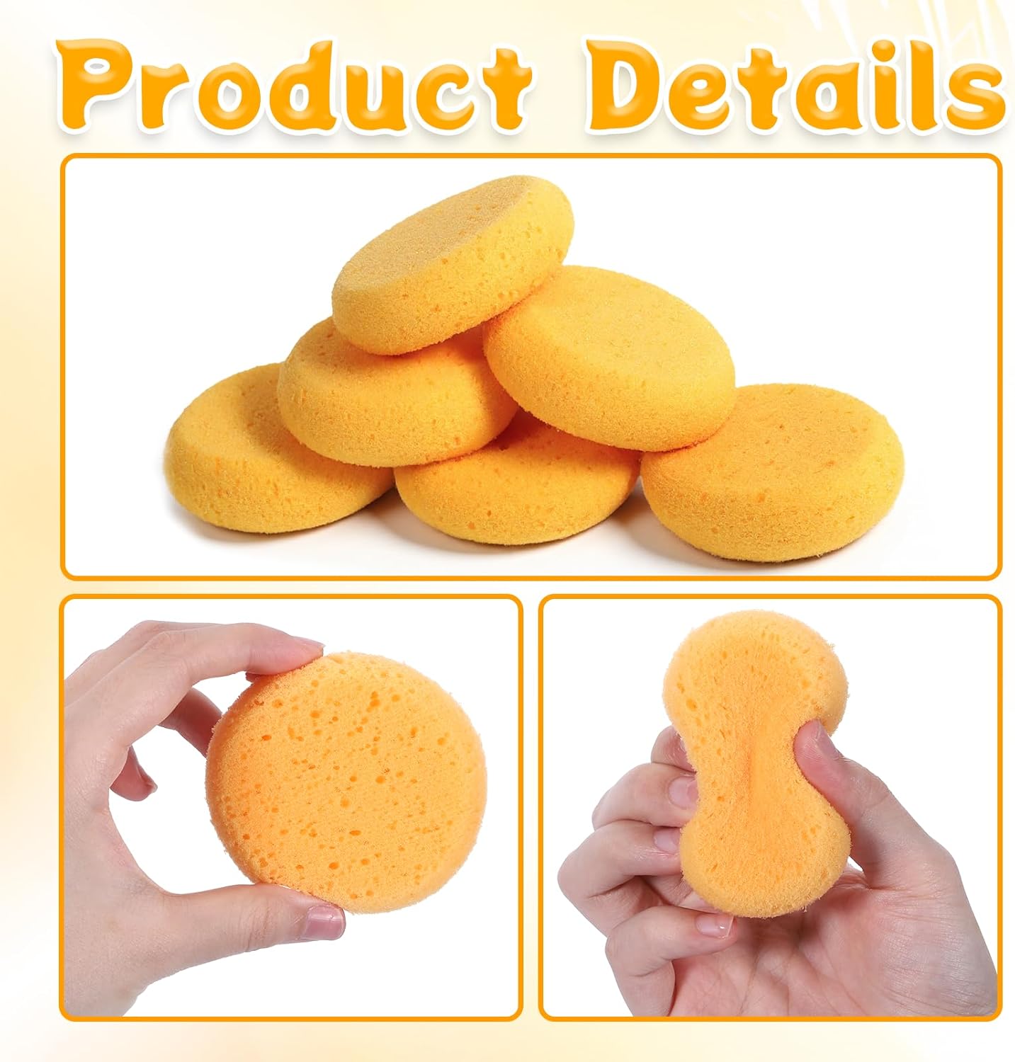 Paint Sponge, 12 Pcs Orange Round Painting Sponges 3 Inch Artist Pottery Sponge Applicator Watercolor Sponges for Face Painting Pottery Art Crafts Ceramics