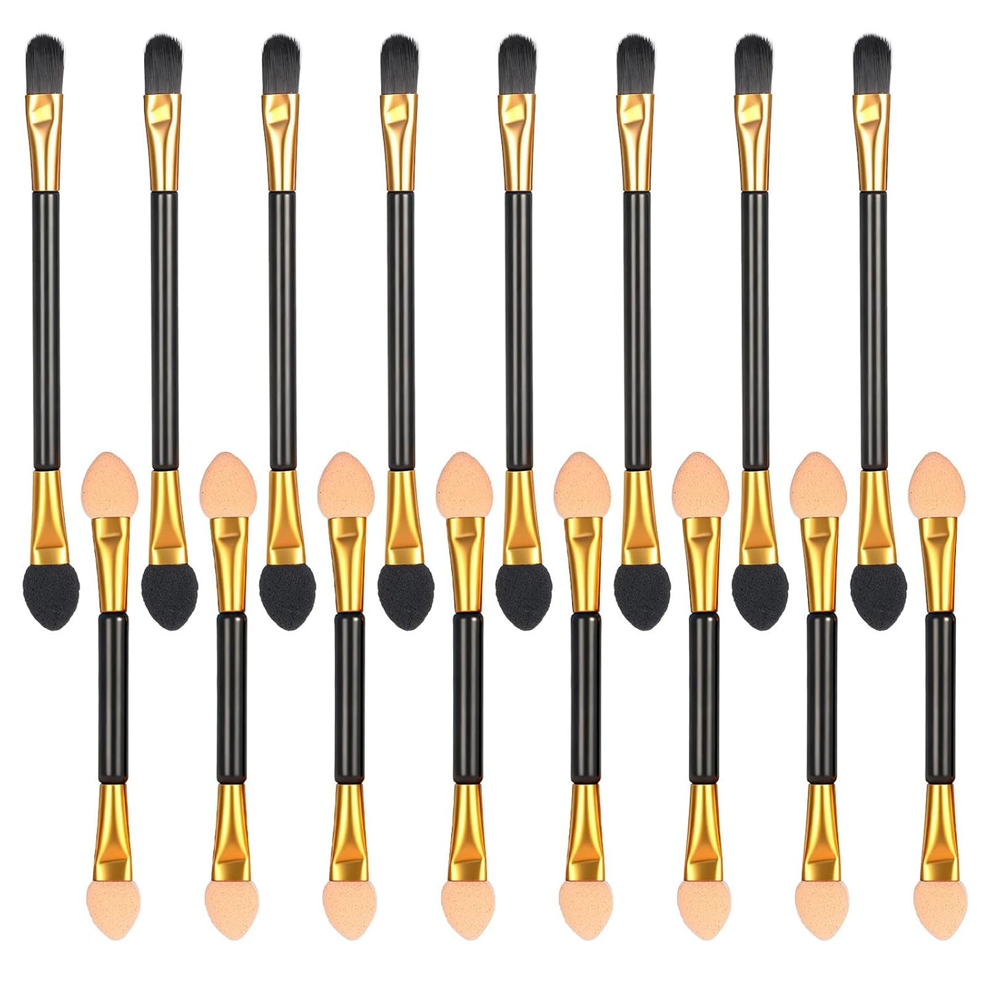 30 Pcs Eyeshadow Applicators Sponge Disposable Dual Sides Eye Shadow Applicators 2 Styles Eye Shadow Applicator Sticks Eyeshadow Brush Makeup Applicator for Women Cosmetic Tool (Black Gold)