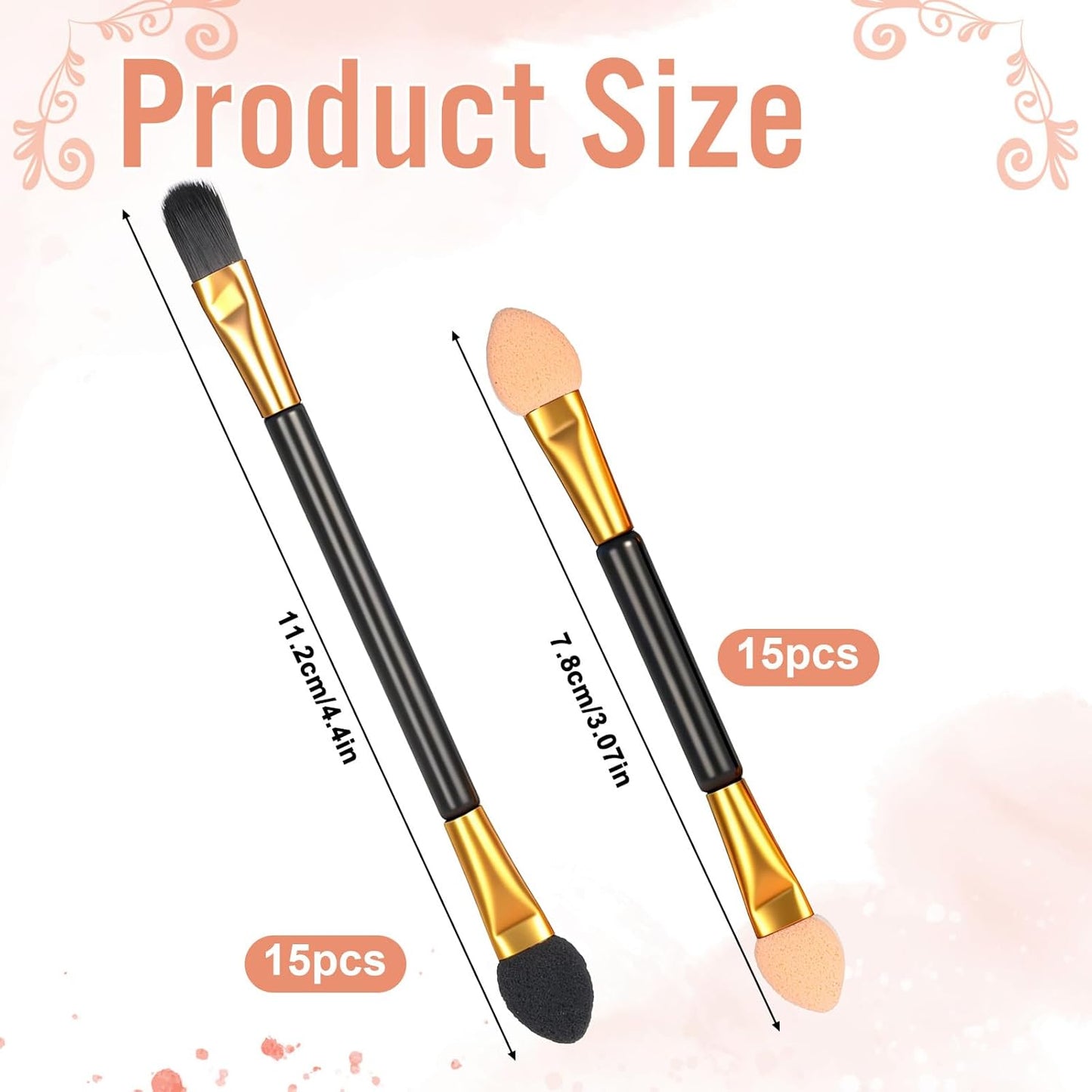30 Pcs Eyeshadow Applicators Sponge Disposable Dual Sides Eye Shadow Applicators 2 Styles Eye Shadow Applicator Sticks Eyeshadow Brush Makeup Applicator for Women Cosmetic Tool (Black Gold)
