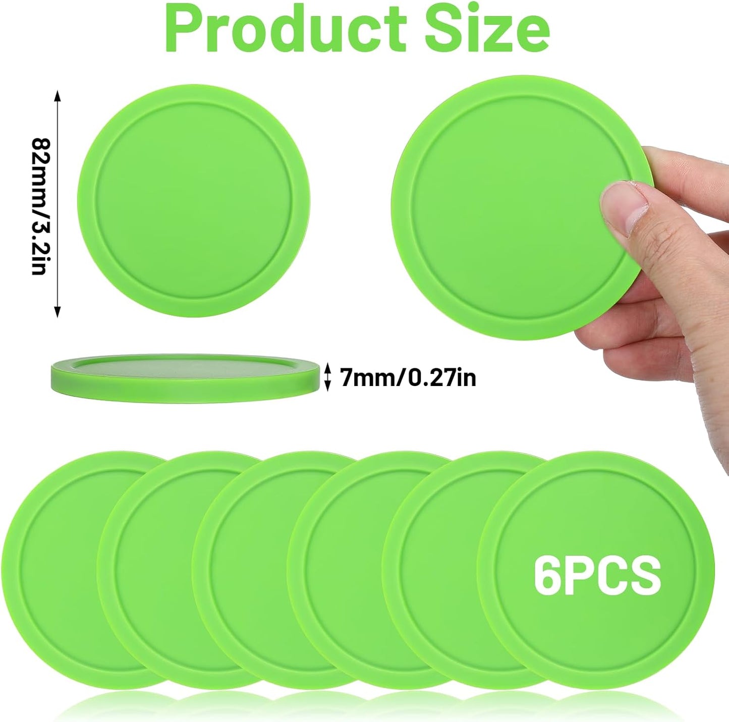 6 Pcs 3 1/4 Inches Hockey Pucks, Large Air Hockey Pucks Set Durable Puck for Air Hockeys Table Compatible with Standard Pushers and Goals Hockeys Replacement Puck Parts Set Game Tables Accessories
