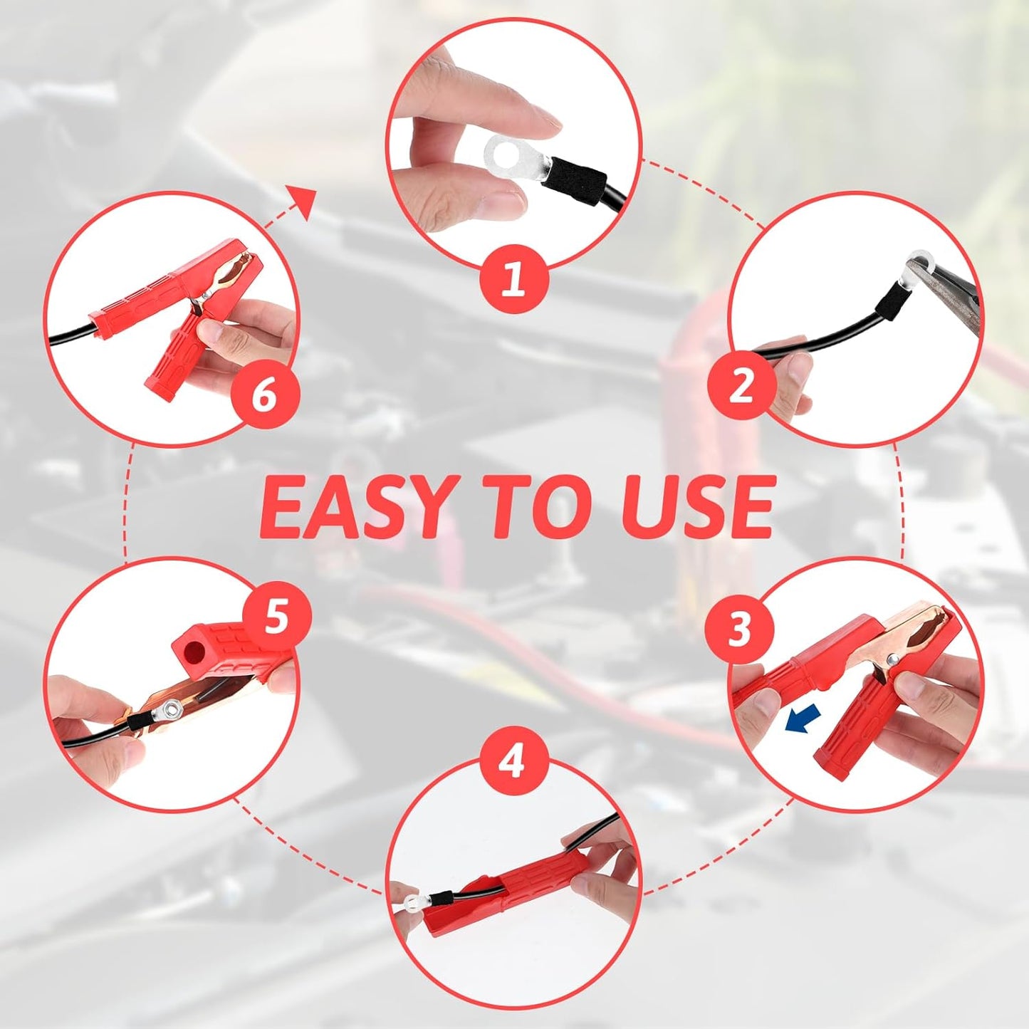 Jumper Cable Clamps, 2 Pcs Alligator Battery Clamps Clips Heavy Duty Batteries Charger Clamp 200 A Jumper Cable Ends Clamp Welder Clips for Under 5AWG Automotive Batteries Jump Starter Cables