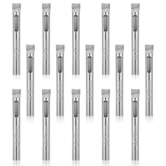 1/4" Diamond Hole Saw Drill Bits, 15PCS Glass Tile Holes Saw 1.1 inch Cutting Depth Glass Hole Saws Tile Holes Saws for Ceramic Marble Porcelain Tiles Granite Quartz