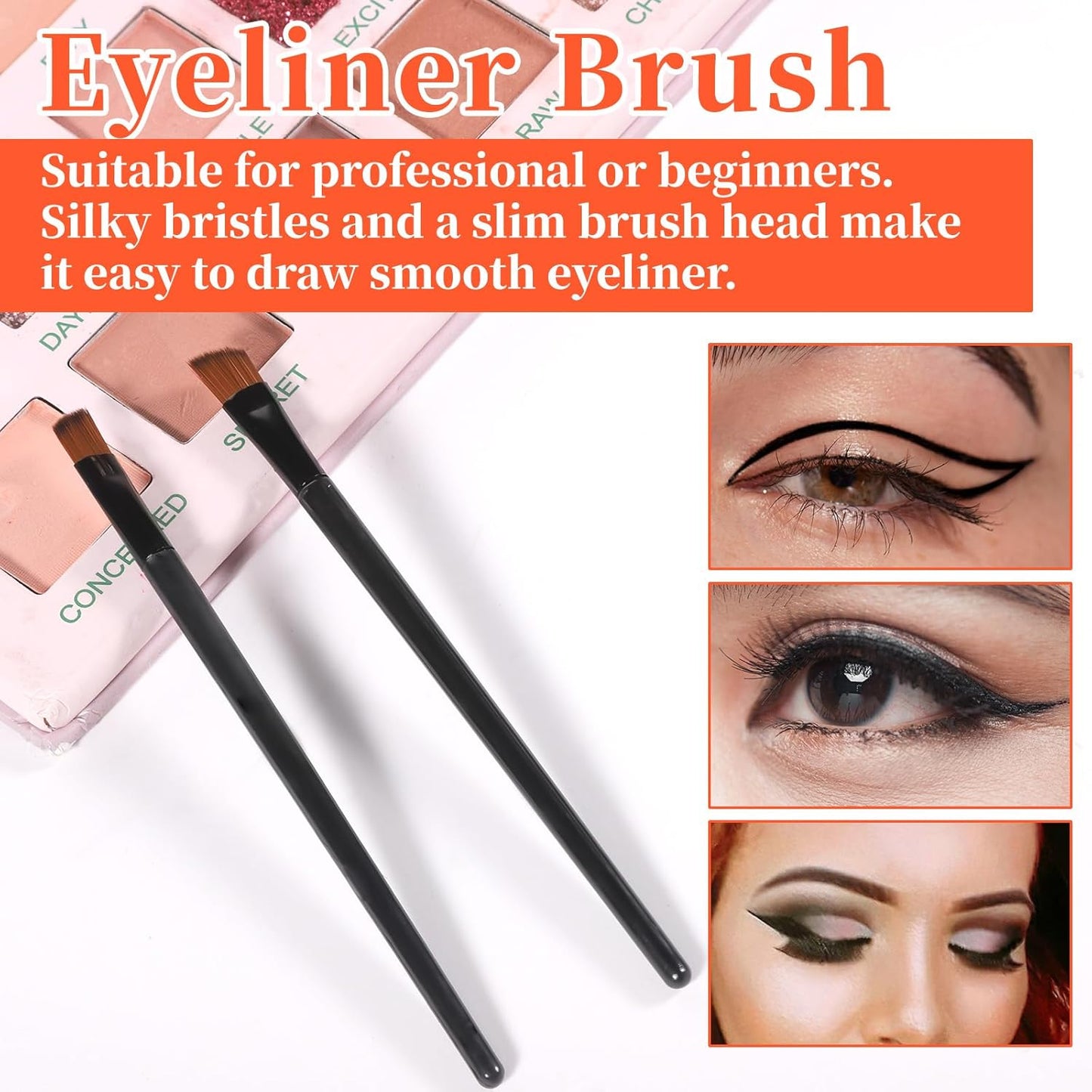 100 PCS Eyebrow Tint Brush, Eyeliner Brush Set Black Eyeliner Brushes Fine Angled Ultra Thin Angled Eyeliners Brushes