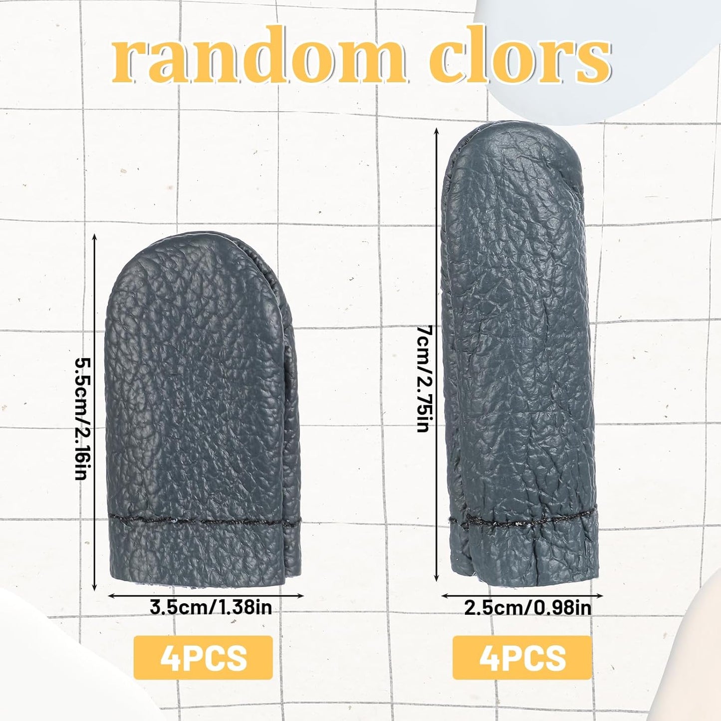 4 Pairs Crochet Finger Protectors, Leather Thimbles for Hand Sewing, Durable Needle Felting Knitting Thimble Guards Felting Tools Finger Protector for Hand Sewing, Embroidery Crafting