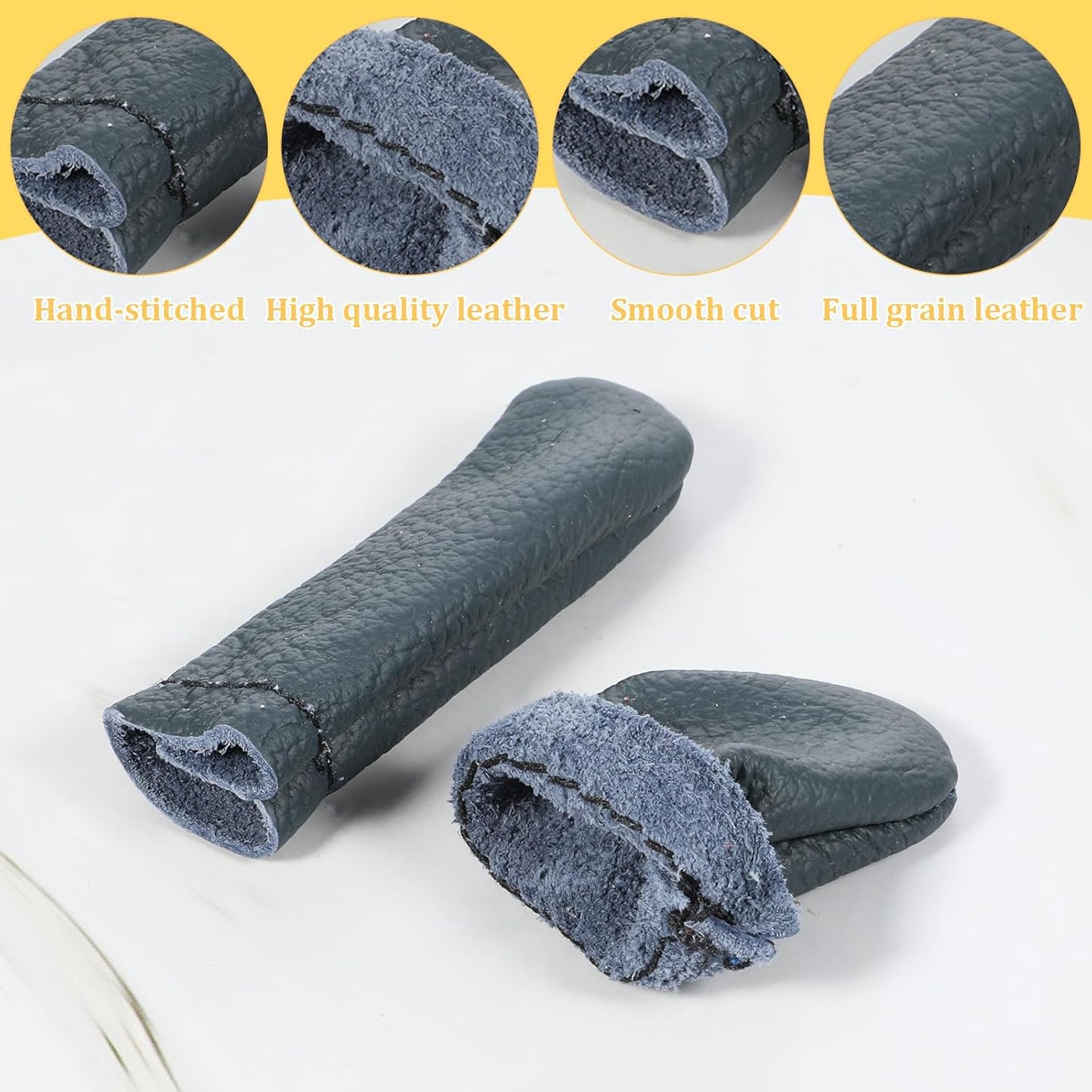 4 Pairs Crochet Finger Protectors, Leather Thimbles for Hand Sewing, Durable Needle Felting Knitting Thimble Guards Felting Tools Finger Protector for Hand Sewing, Embroidery Crafting