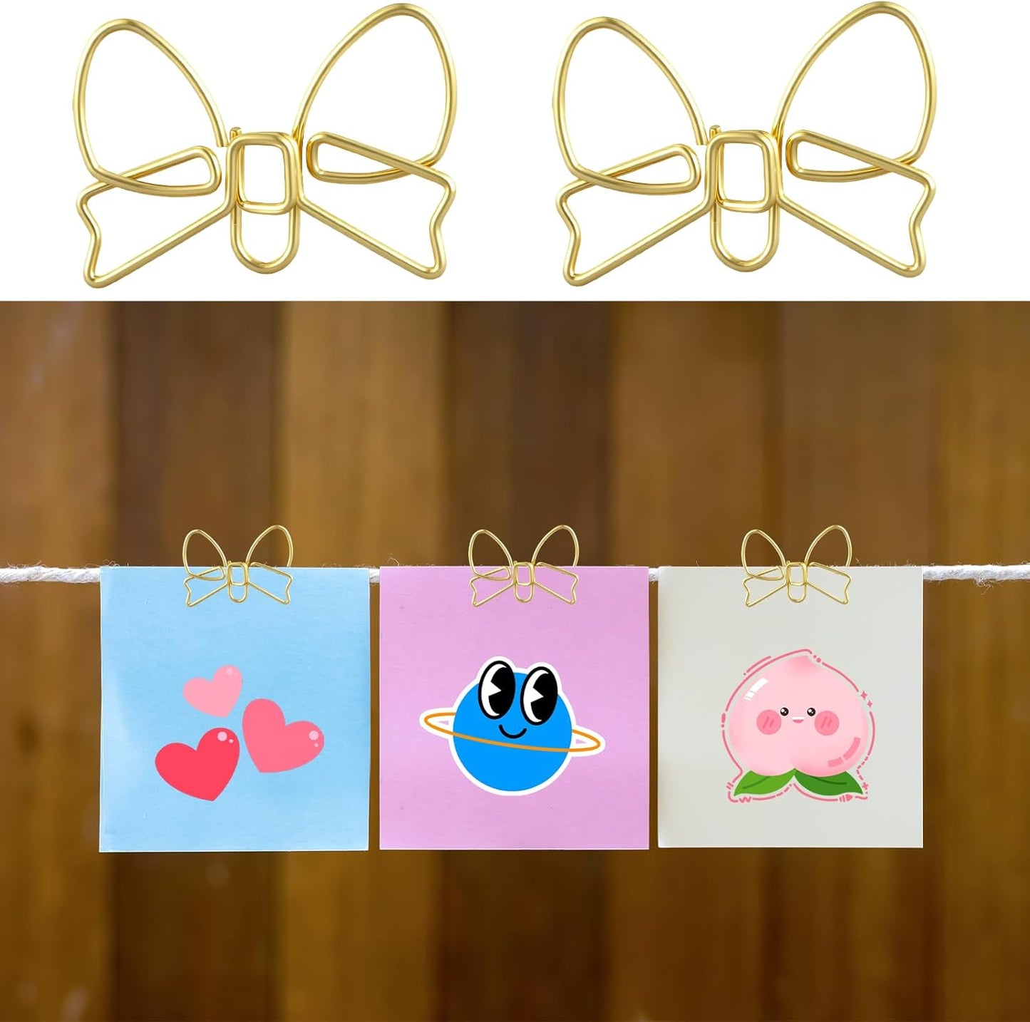20 Pcs Mini Bow Shape Paper Clips, Gold Paperclips Cute Paper Clips Decorative Bowknot Paperclips Metal Bookmarks Funny Planner Clip Desk Accessories for School Office Supplies Home Document