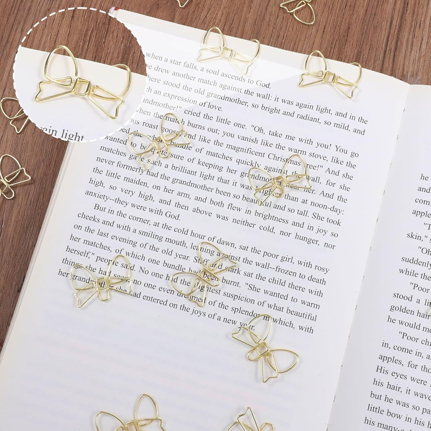 20 Pcs Mini Bow Shape Paper Clips, Gold Paperclips Cute Paper Clips Decorative Bowknot Paperclips Metal Bookmarks Funny Planner Clip Desk Accessories for School Office Supplies Home Document