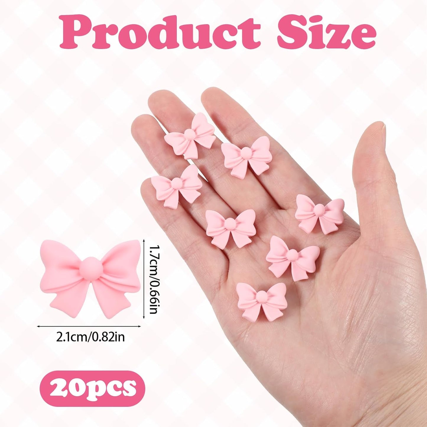 20 Pcs Pink Bow Cupcake Decorations, Resin Bowknot Cake Toppers Birthday Engagement Theme Party Decoration for DIY Art Crafts, Wedding, Baby Shower, Party
