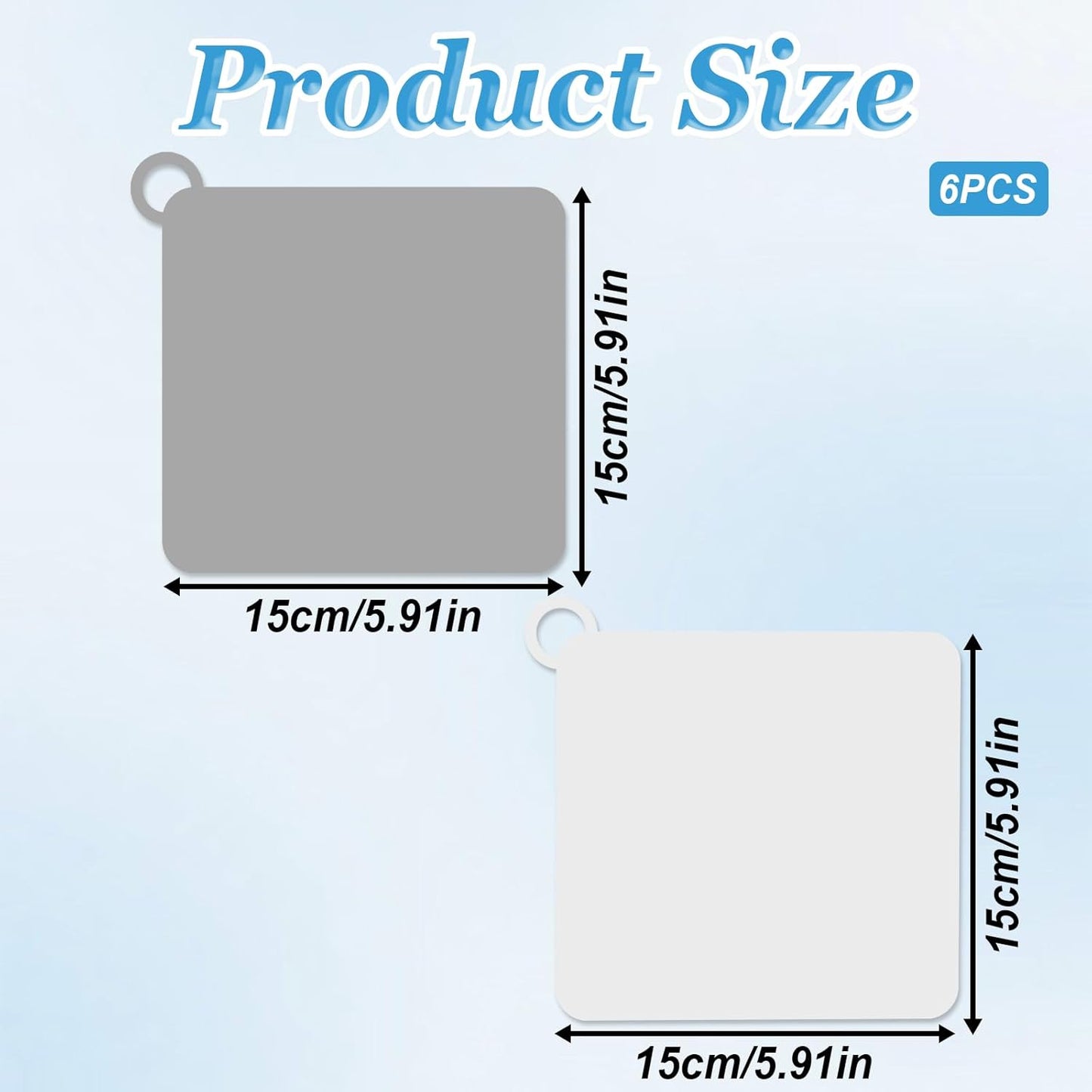Drain Cover, 6 PCS Silicone Shower Drain Cover Square Bathtub Stopper Multifunctional Floor Drain Covers Anti-Blocking Sink Covers for Laundr Kitchen Bathroom (Grey, White, 5.9 x 5.9 Inch)