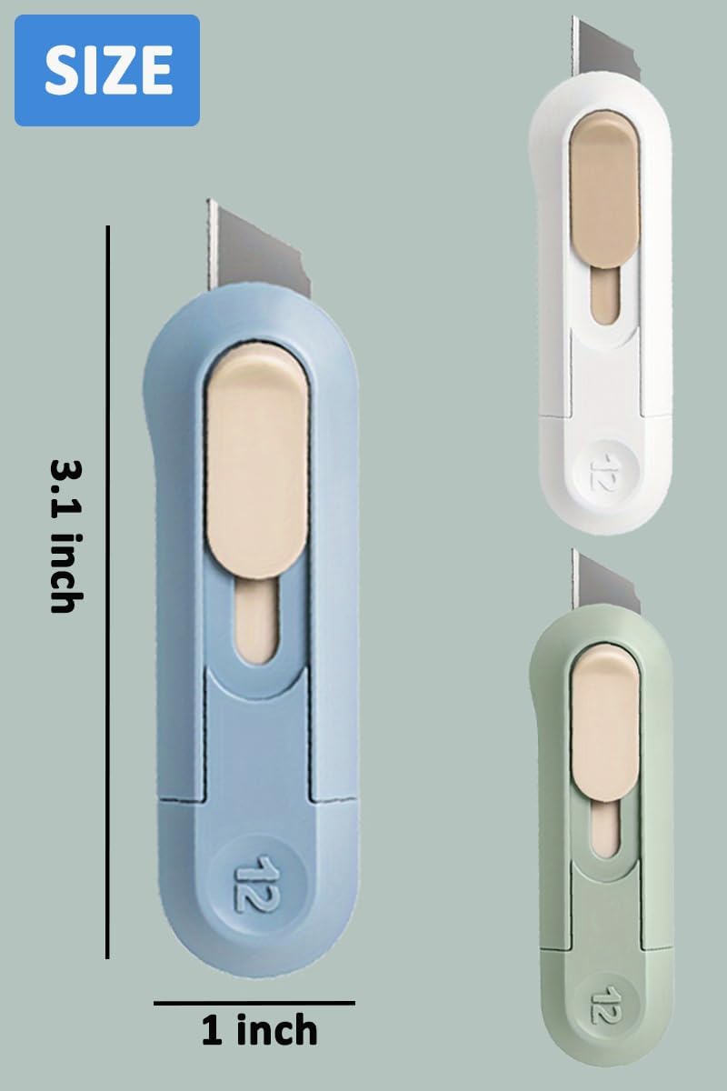 3 Pack Letter Opener Envelope Slitter - Envelope Opener Slitter, Mail Opener Tool, Package Opener, Cute Office Supplies for Desk (Blue)