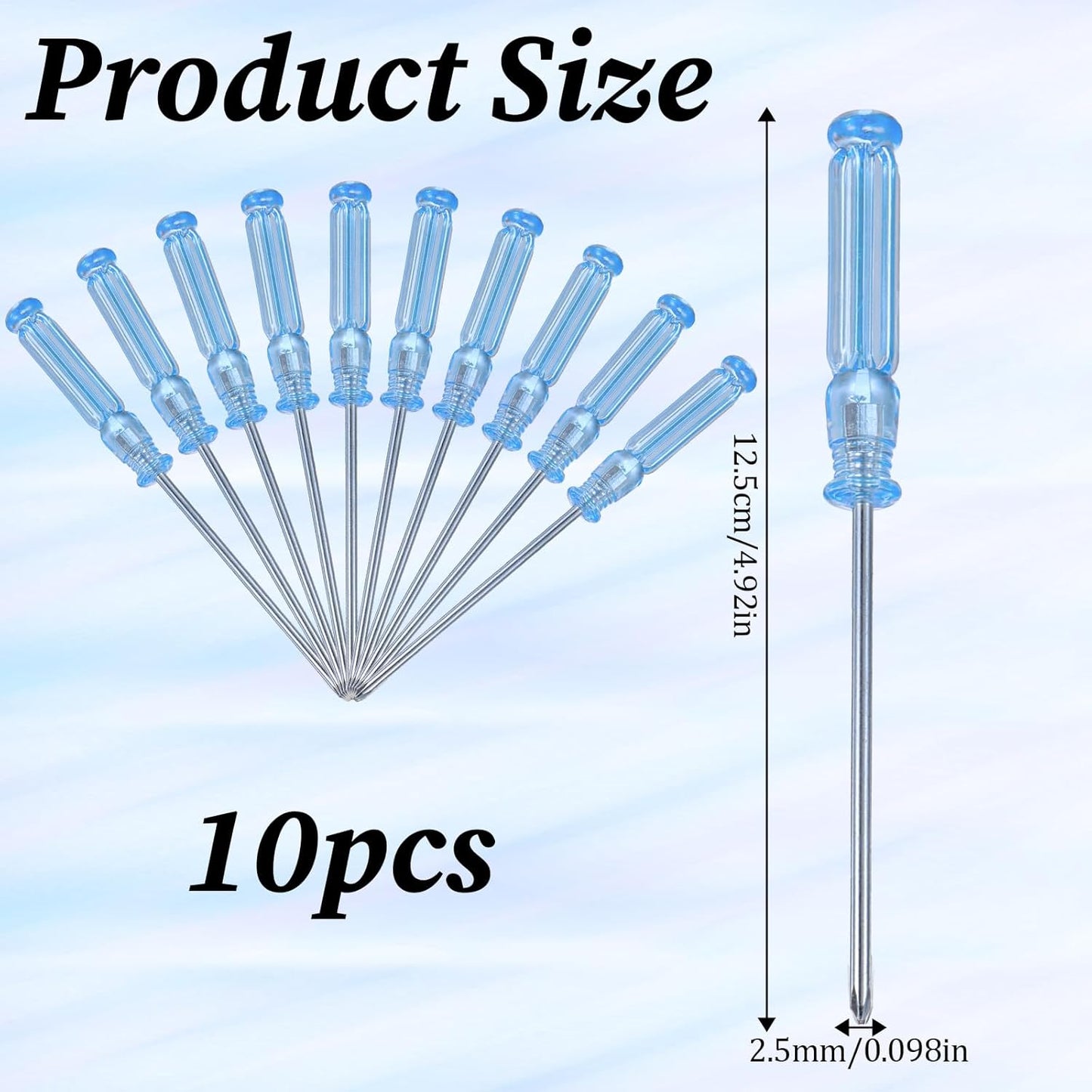 10 Pcs Mini Phillips Screwdriver, 2.5 mm Cross Head Precision Screwdriver Set with Non-Slip Blue Clear Handle 4.9" Total Length Small Screwdrivers for Watch Laptop Eyeglass Small Appliances Repair