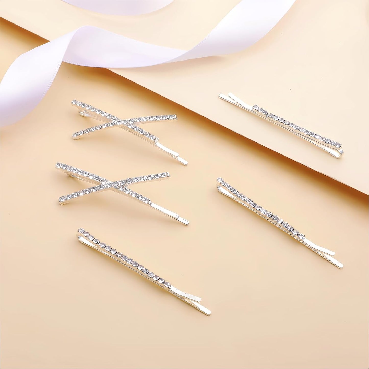 12 Pieces Rhinestone Bobby Pins for Women, Decorative Silver Hair Clips Crystal Shiny X Shaped Barrettes Metal Diamond Bling Hair Accessories for Women Girls Wedding Prom Party