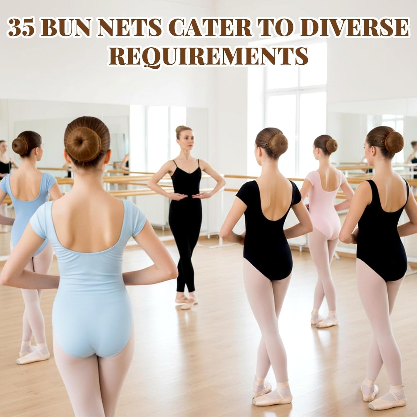 Hair Nets, 35 Pcs Invisible Hair Net for Buns, 20 Inch Strong Nylon Elastic Mesh Wig Nets Hairnet Hairs Accessories for Women Men Ballet, Food Service Workers, Kitchen Daily Styling (Brown)