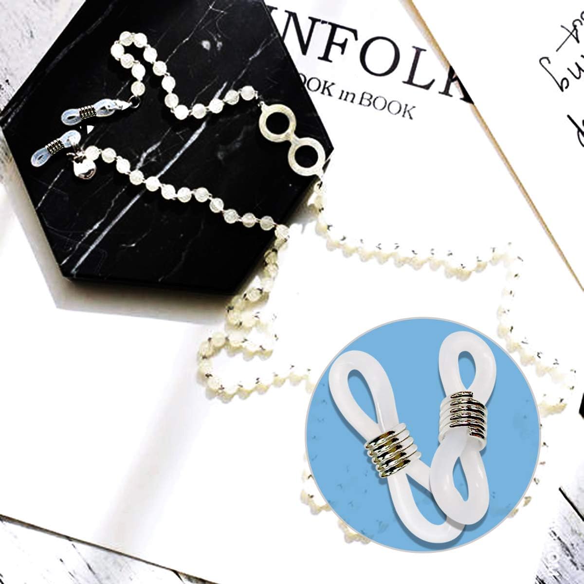 40 Pieces Eyeglass Chain Ends Adjustable Rubber Spectacle End Connectors for Eye Glasses Holder Necklace Chain