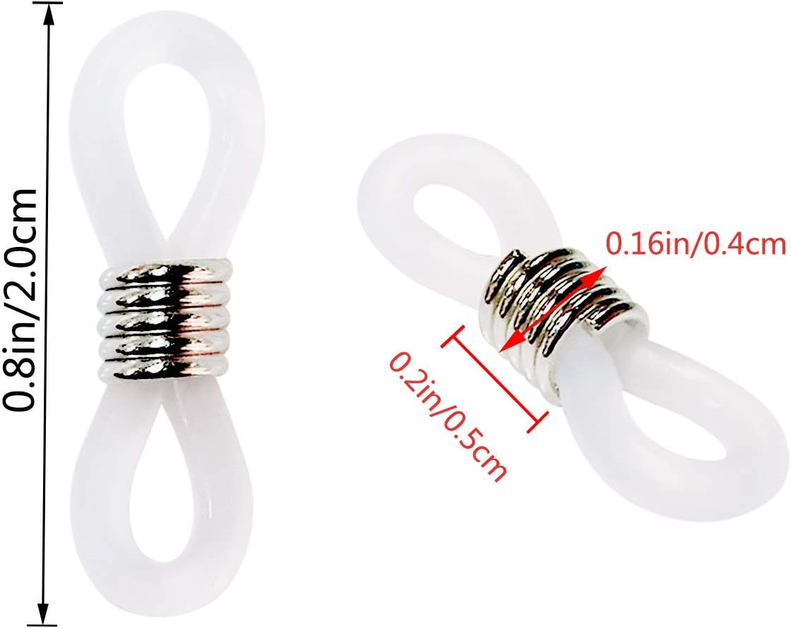 40 Pieces Eyeglass Chain Ends Adjustable Rubber Spectacle End Connectors for Eye Glasses Holder Necklace Chain
