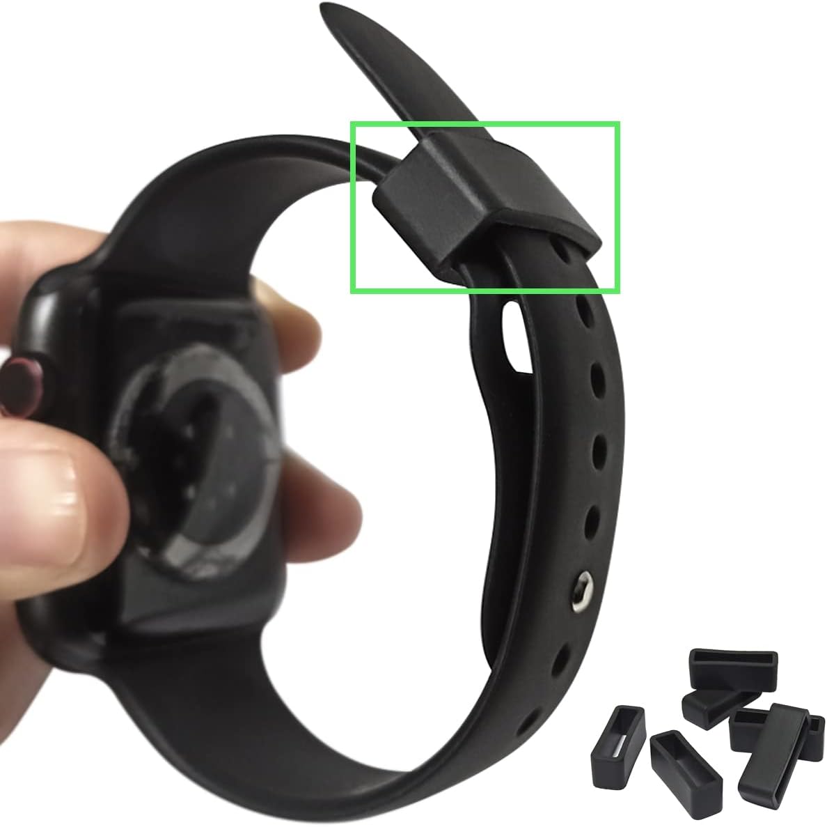 6 Pcs Watch Band Loop Holder Keeper for Resin Belt, Replacement Fastener Rings for Silicone Leather Rubber Watch Strap, Durable Fastener Retainer Size(22mm)