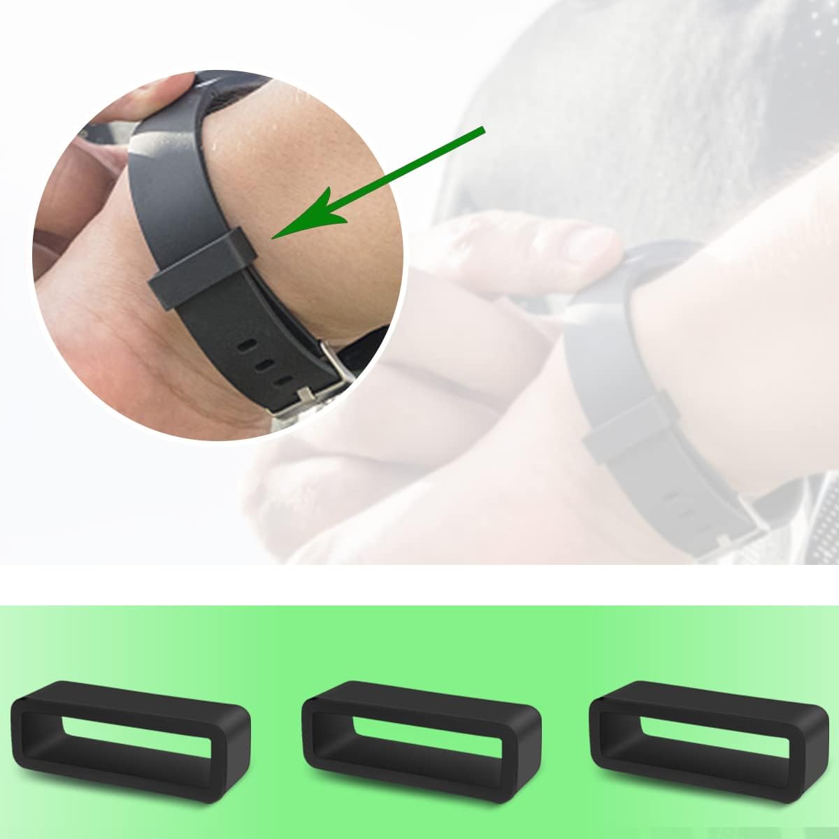6 Pcs Watch Band Loop Holder Keeper for Resin Belt, Replacement Fastener Rings for Silicone Leather Rubber Watch Strap, Durable Fastener Retainer Size(22mm)