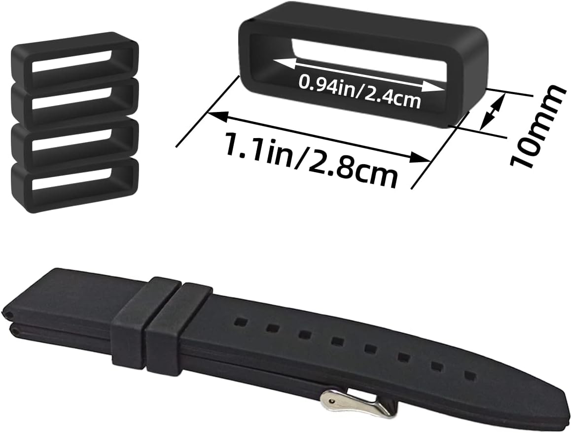 6 Pcs Watch Band Loop Holder Keeper for Resin Belt, Replacement Fastener Rings for Silicone Leather Rubber Watch Strap, Durable Fastener Retainer Size(24mm)