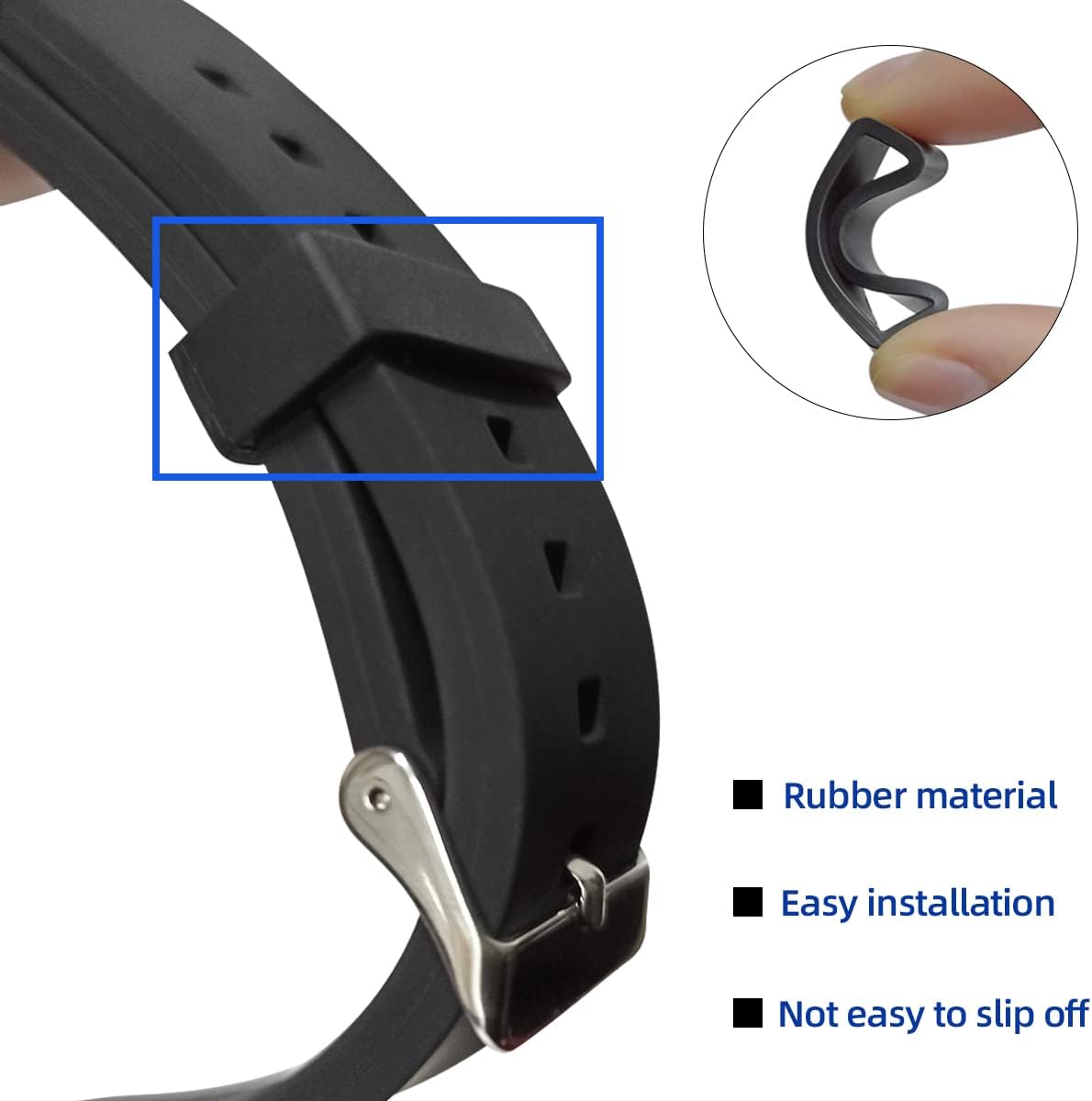 6 Pcs Watch Band Loop Holder Keeper for Resin Belt, Replacement Fastener Rings for Silicone Leather Rubber Watch Strap, Durable Fastener Retainer Size(24mm)