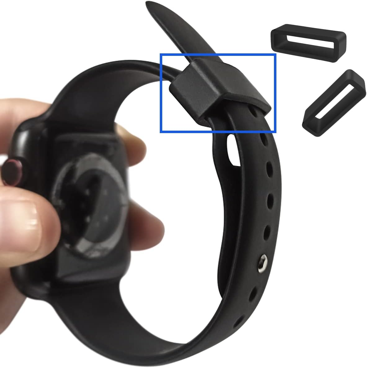 6 Pcs Watch Band Loop Holder Keeper for Resin Belt, Replacement Fastener Rings for Silicone Leather Rubber Watch Strap, Durable Fastener Retainer Size(24mm)