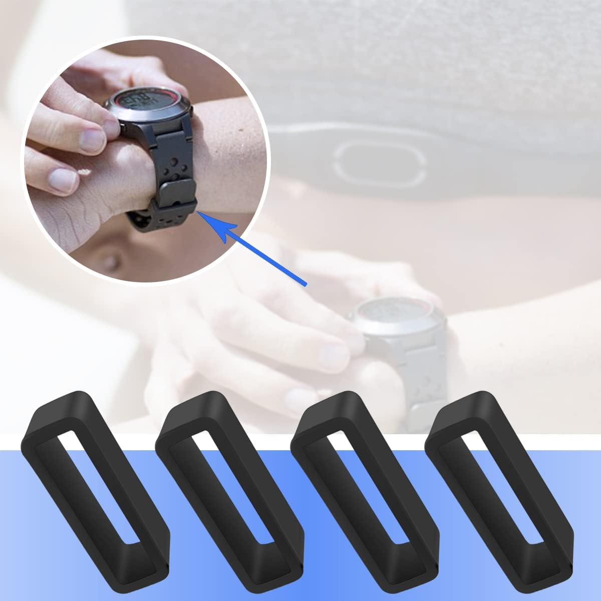 6 Pcs Watch Band Loop Holder Keeper for Resin Belt, Replacement Fastener Rings for Silicone Leather Rubber Watch Strap, Durable Fastener Retainer Size(24mm)