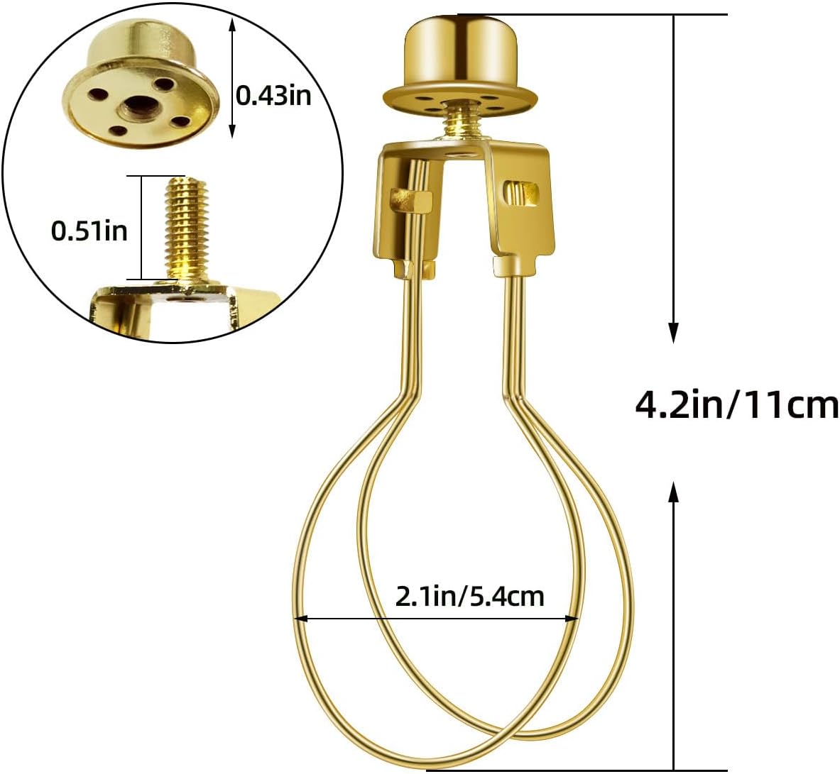 Lamp Holder for Clip-on Light Bulbs with Levellers, Include Finial - DIY Adapter for Shades (1 Pc, Gold)