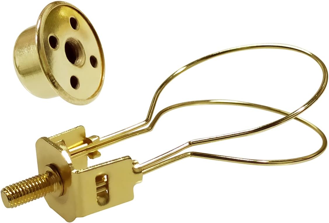 Lamp Holder for Clip-on Light Bulbs with Levellers, Include Finial - DIY Adapter for Shades (1 Pc, Gold)