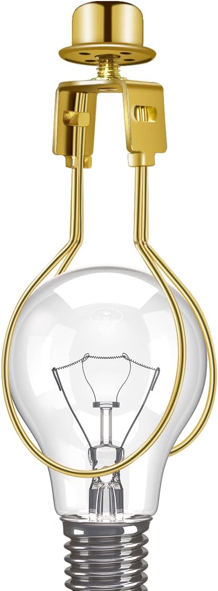 Lamp Holder for Clip-on Light Bulbs with Levellers, Include Finial - DIY Adapter for Shades (1 Pc, Gold)