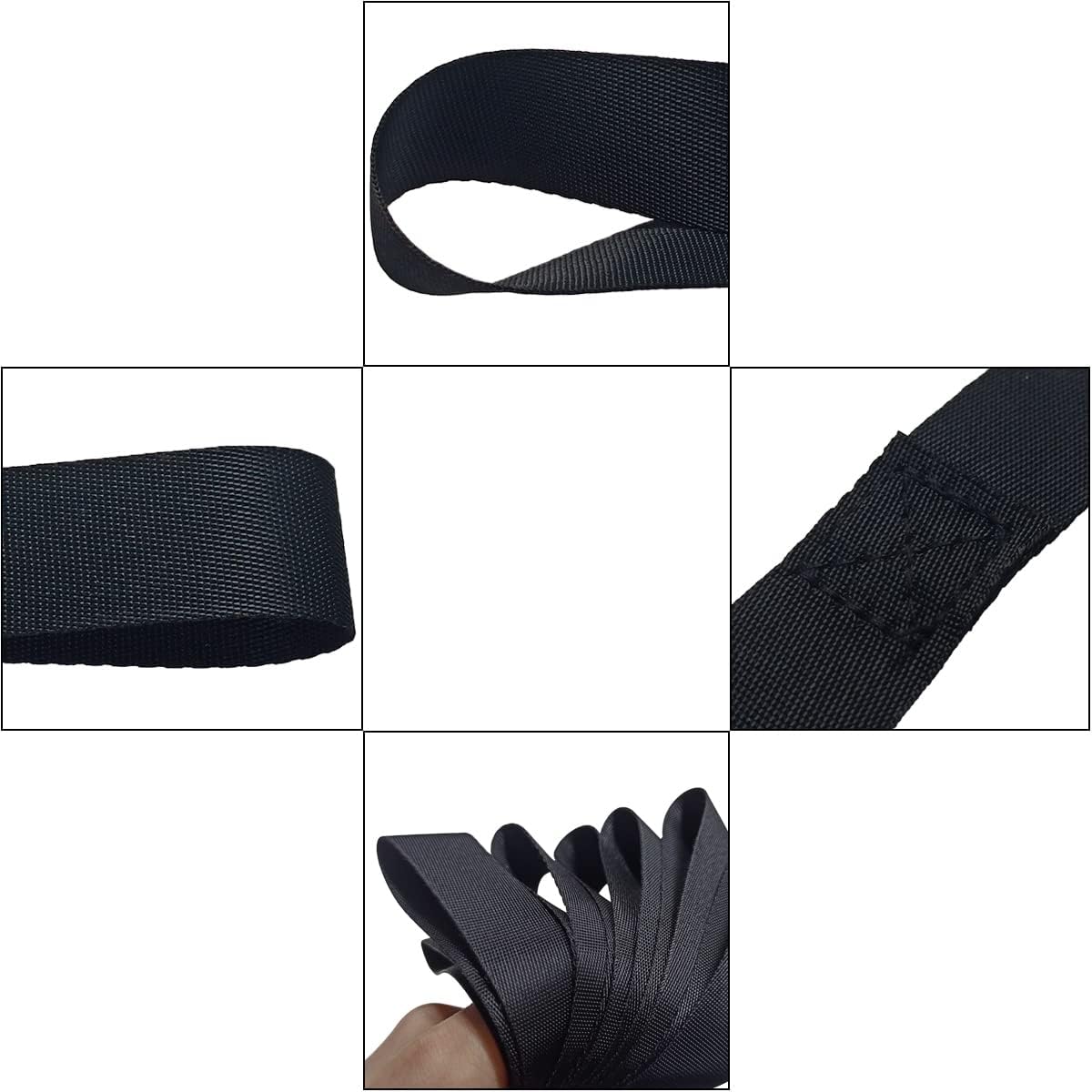 Black Soft Loop Tie Down Straps (6 Pack) 4500Lbs Breaking Strength and 1500Lbs Load Capacity, 12 * 1in Heavy Duty Tie Down Loops for Securing ATV UTV Motorcycles Scooters Dirt Bikes Lawn Equipment