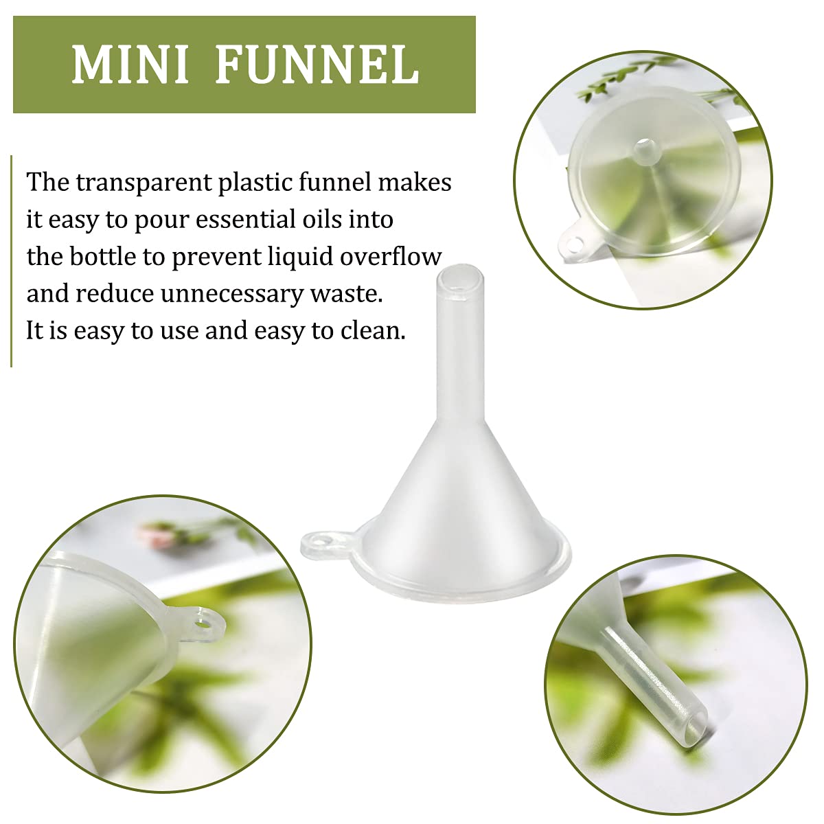 30 Pcs Small Mini Clear Plastic Funnels for Lab Bottles, Essential Oils, Perfumes, Spices, Sand Art, Powder