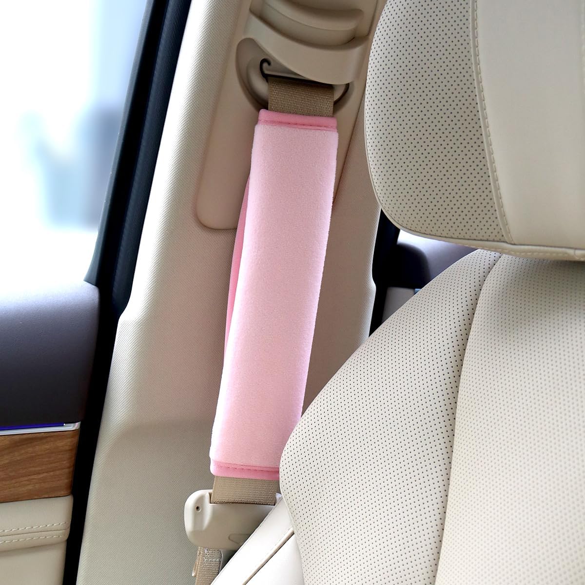 2 PCS Car Seat Belt Pads Cover Soft Seat Belt Shoulder Pad Safety Belt Strap Shoulder Pad Comfortable Driving Compatible with Most Cars Helps Protect You Neck and Shoulder (Pink)
